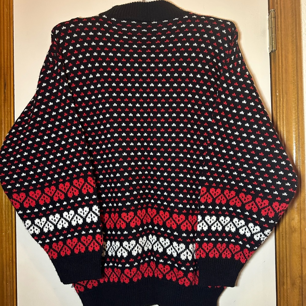 Black and red heart patterned sweater